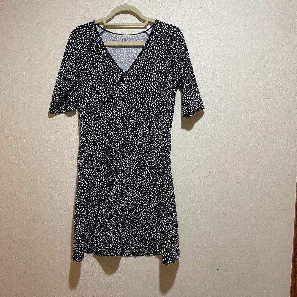 Title Nine Size M Sayonara Cafe Sleeve Black White Dot Dress 3/4 Sleeve - Picture 2 of 11